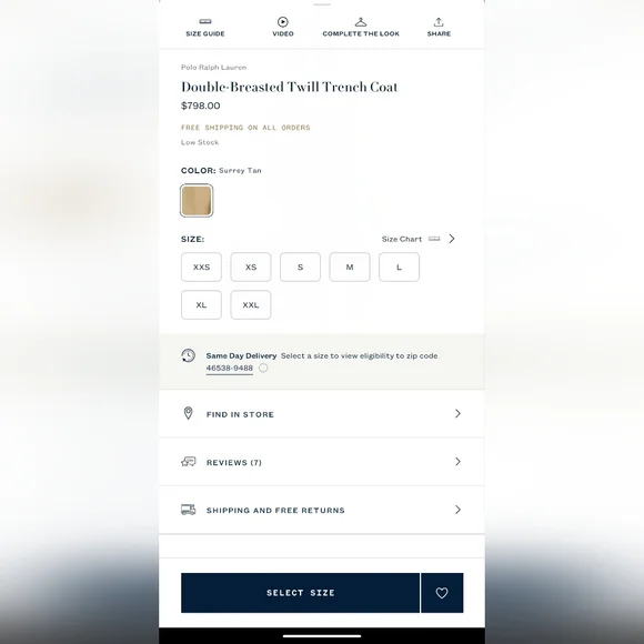 Polo Ralph Lauren Double-Breasted Twill Trench Coat - Picture 7 of 12